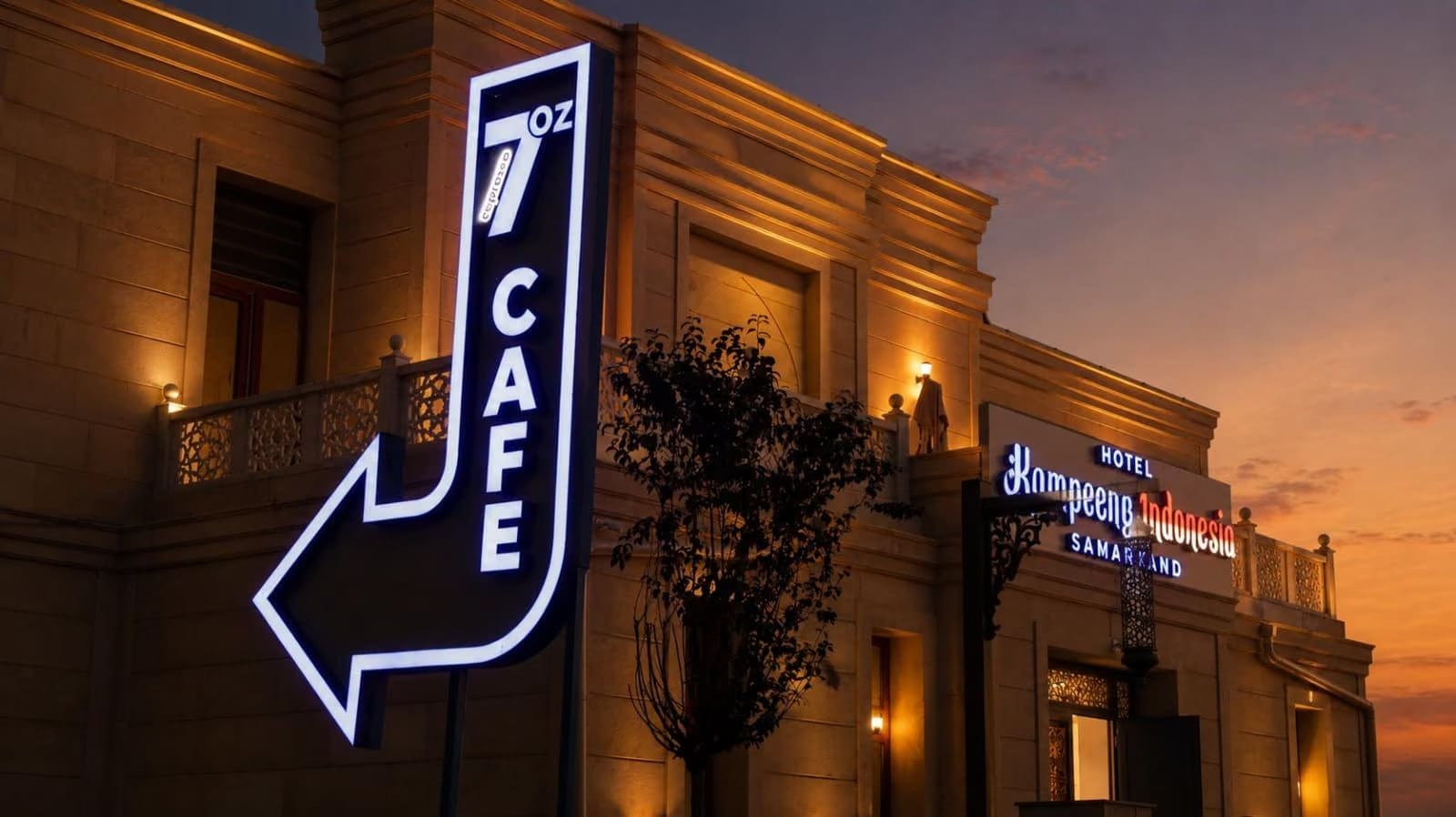 Hotel at dusk